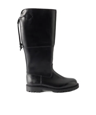 Rier Forest Leather Knee-high Boots In Animal Print