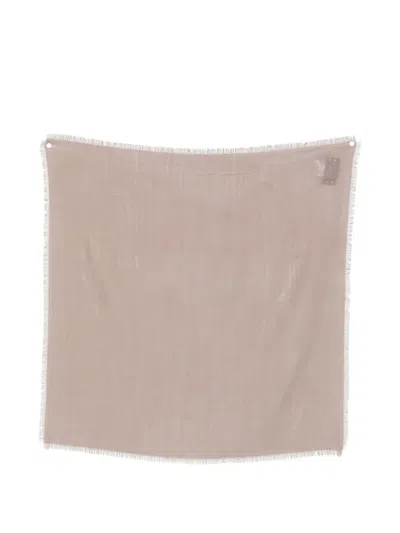 Rier Frayed-edge Wool Scarf In Brown