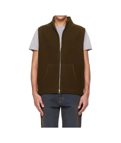 Rier Full Zip Vest In Brown