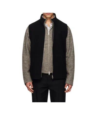 Rier Full-zip Wool Vest In Black