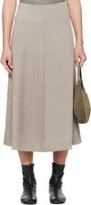 Rier Gray Crust Suede Midi Skirt In Gray