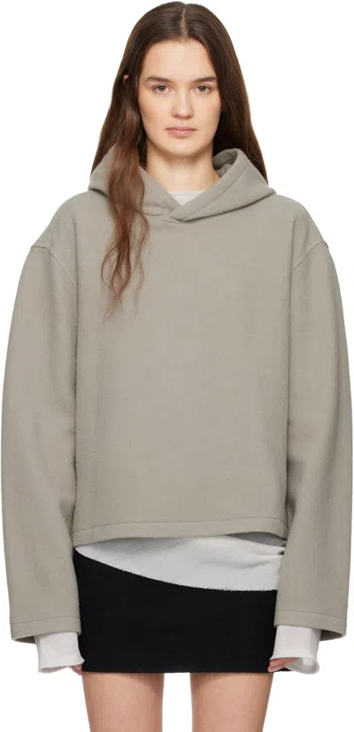 Rier Gray Fleece Crop Hoodie