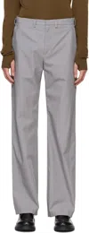 Rier Gray Popeline Waxed Trousers In Inox Waxed