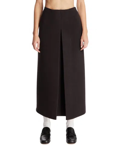 Rier Gray Walker Wool Midi Skirt In Black