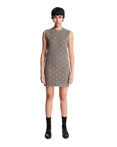 Rier Grey Wool Short Embroidered Dress