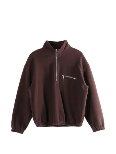 Rier Half-zip Fleece Sweatshirt In Brown