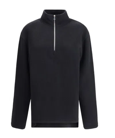 Rier Half-zip Wool Sweatshirt In Black
