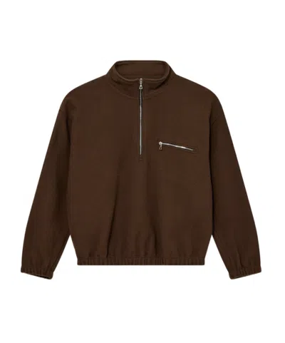 Rier Half-zip Wool Sweatshirt In Brown