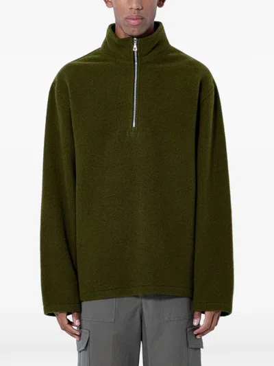 Rier Half-zip Fleece Sweater In Green
