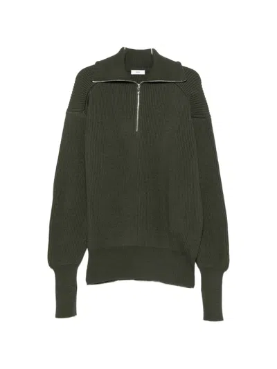 Rier Half-zip Ribbed-knit Sweater In Brown