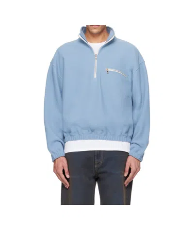 Rier Half-zip Wool Sweatshirt In Blue