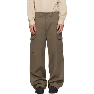 Rier Khaki Cargo Trousers In Argile Industrial