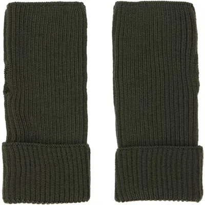 Rier Khaki Fingerless Gloves In Forest Knit