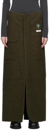Rier Khaki Utility Maxi Skirt In Moss Felted