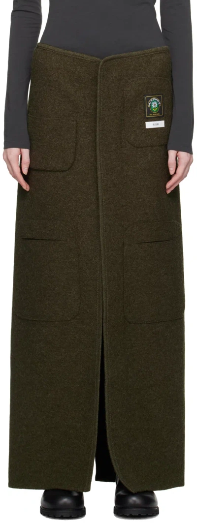 Rier Khaki Utility Maxi Skirt In Moss Felted