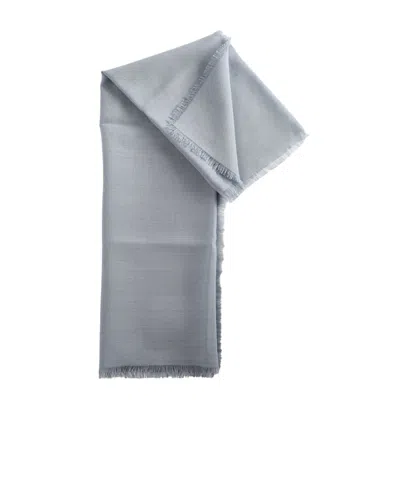 Rier Logo Patch Frayed Edge Scarf In Gray