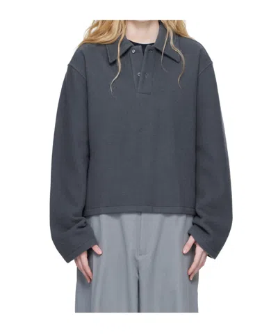 Rier Long-sleeved Polo Shirt In Gray