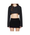Rier Long-sleeved Short-length Mini Shirt In Black