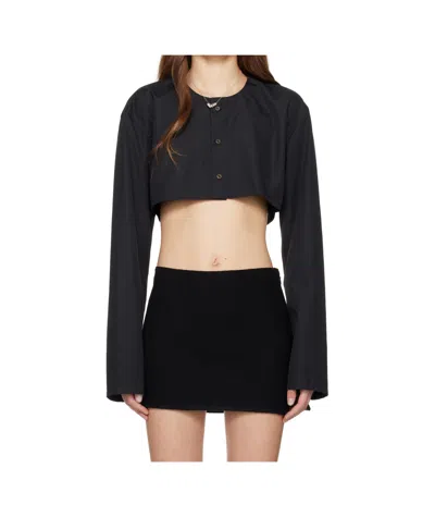 Rier Long-sleeved Short-length Mini Shirt In Black