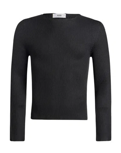 Rier Man Sweater Black Size L Silk In Blue