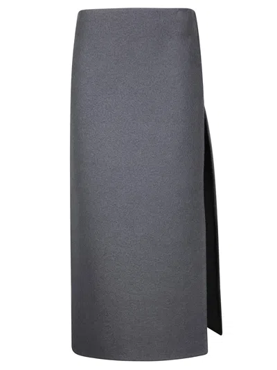 RIER MIDI WOOL SKIRT WITH SIDE SLIT