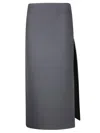 Rier Midi Wool Skirt With Side Slit In Grey