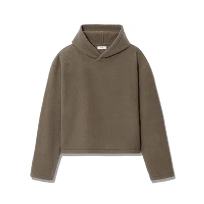 Rier Mini Fleece Hoodie Crop In Brown