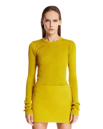 Rier Ochre Yellow Ribbed Silk Top