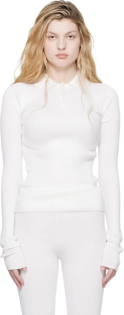 Rier Off-white Fine Rib Silk Polo