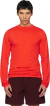 Rier Orange Roundneck Jersey Wool T-shirt In Red
