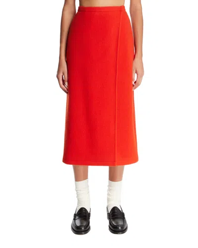 Rier Orange Wool Midi Wrap Skirt In Red