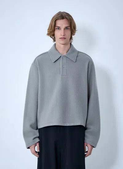 Rier Oversized Polo Knit Jumper In Gray