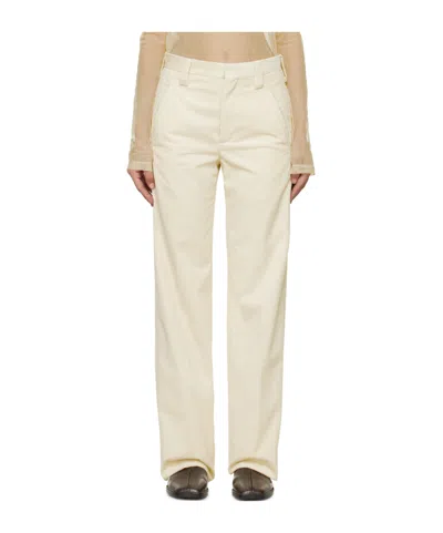 Rier Off-white Creased Trousers In Latte Corduroy
