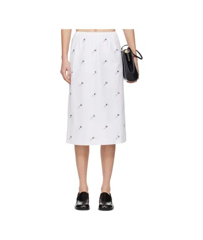 Rier Pop Floral Print Midi Skirt In White