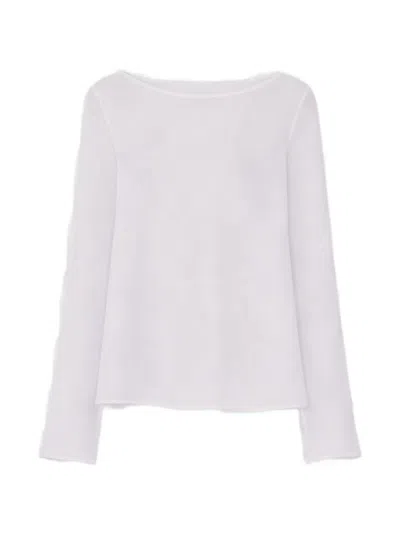 Rier Raw-edge Bias-cut Top In White