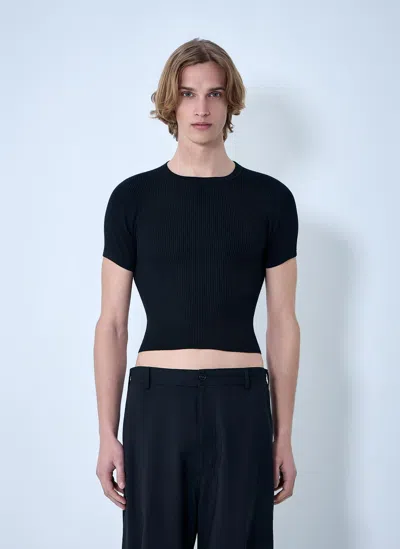 Rier Ribbed Knit Cropped Top In Black