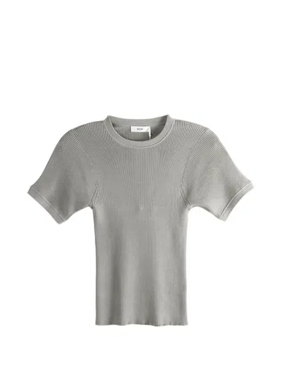 Rier Ribbed Knit T-shirt In Gray