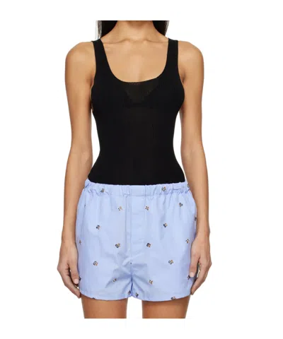 Rier Black Ribbed Tank Top In Black Silk