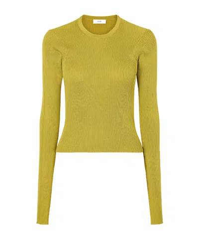 Rier Ribbed Silk T-shirt In Yellow