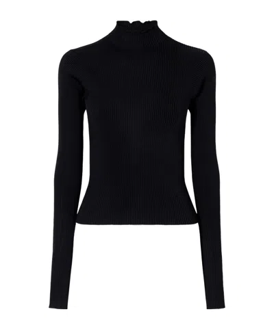 Rier Ribbed Silk Turtleneck Sweater In Black