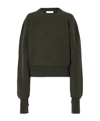 Rier Ribbed Virgin Wool Sweater In Green