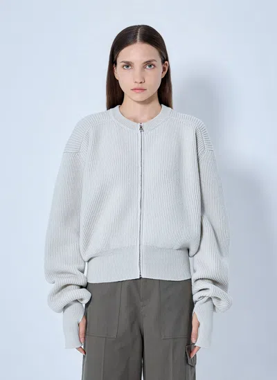 Rier Roundneck Zip Utility Sweater In Light Grey