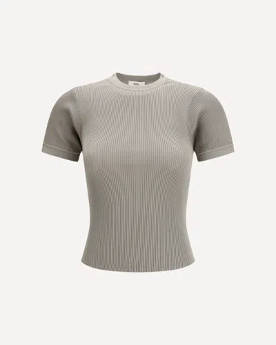 Rier Short-sleeve Ribbed T-shirt In Gray
