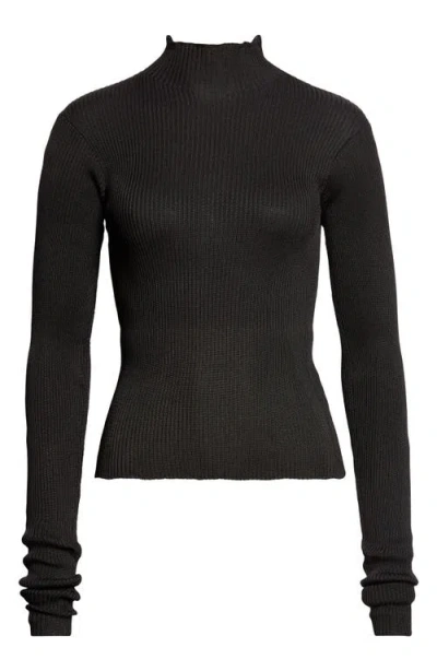 Rier Ribbed Silk Turtleneck Sweater In Black