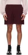 Rier Ssense Exclusive Burgundy Fleece Shorts In Burgundy