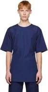 Rier Ssense Exclusive Indigo Open Back T-shirt In Indigo Popeline