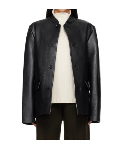 Rier Black Bonded Leather Jacket In Black Leather