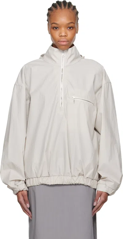 Rier Taupe Popeline Jacket In Chalk Waxed