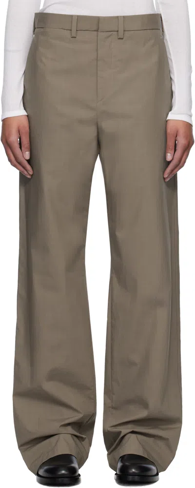 Rier Taupe Poplin Waxed Trousers In Argile Waxed