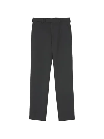 Rier Tourbe Rustic Fitted Virgin-wool Trousers In Gray